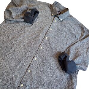 JOHNNIE-O Performance Button Down W/Pocket Vines Pattern Navy Lined‎ Men's XXL